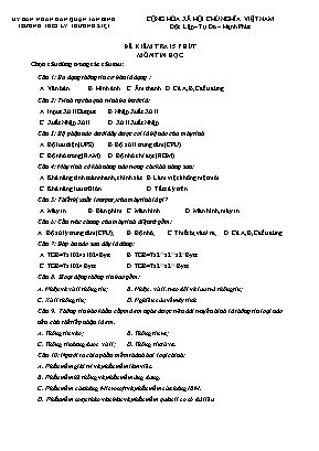 Đề kiểm tra 15 phút môn Tin học Lớp 6 - Trường THCS Lý Thường Kiệt